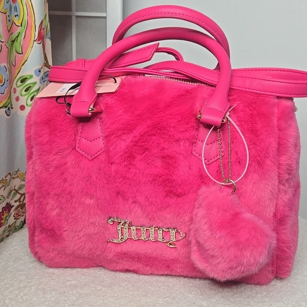NWT Juicy Couture Pink Fluffy Satchel